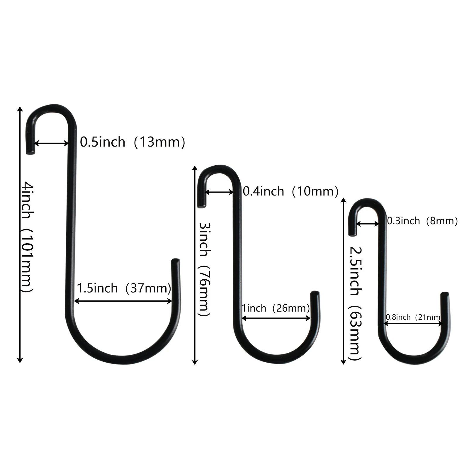 5PCS 63/76/101mm S-Shaped Hook For Hanging Pots Pans Plants In Kitchen  Closet Bathroom Storage Room Garage Workshop Office - AliExpress 15