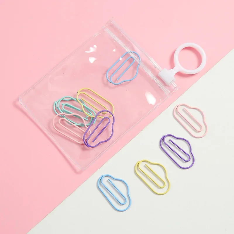 10pcs Candy Color Paper Clips Cartoon Bookmark Paper Decorative Clip Metal Binder Clips Stationery Photos Tickets Organizer