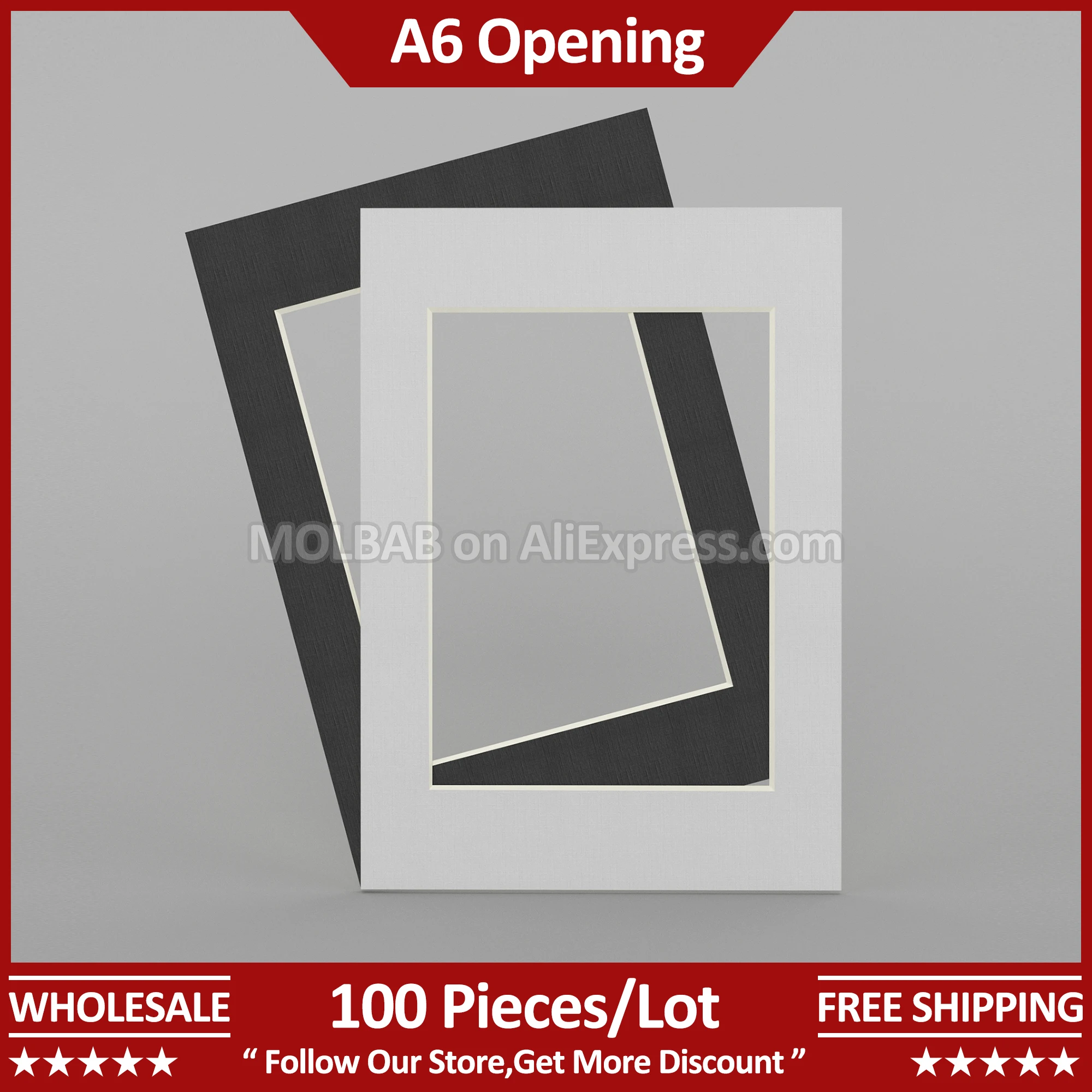 A5 Photo Mat A6 Opening White/Black Paperboard Picture Passe-partout Frame Mounting Decoration Wholesale 100 Pieces Per Lot