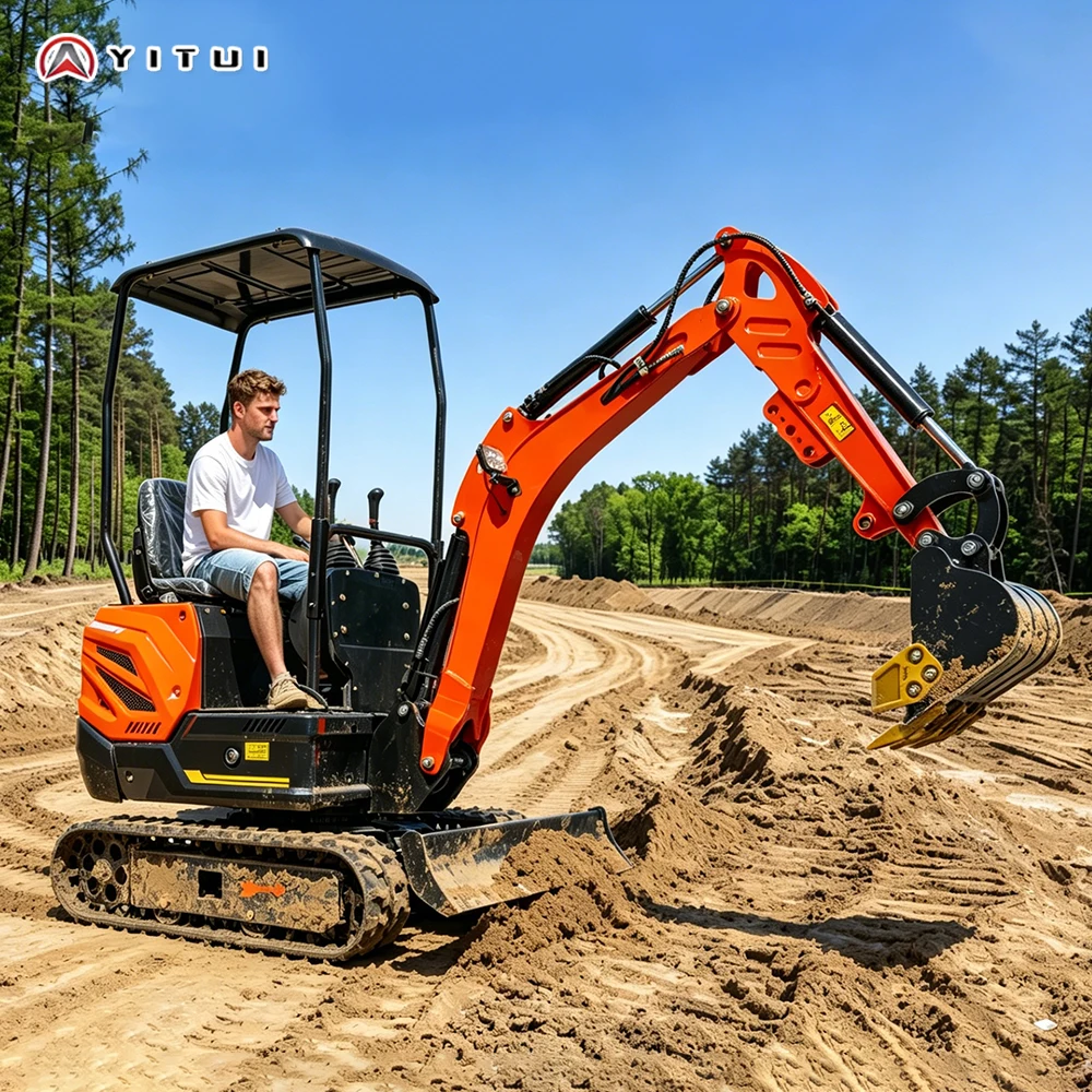 Compact Mini Excavator 1.5 Ton Hydraulic Control Small Digger For Narrow Space Work Residential Yard Renovation Customized