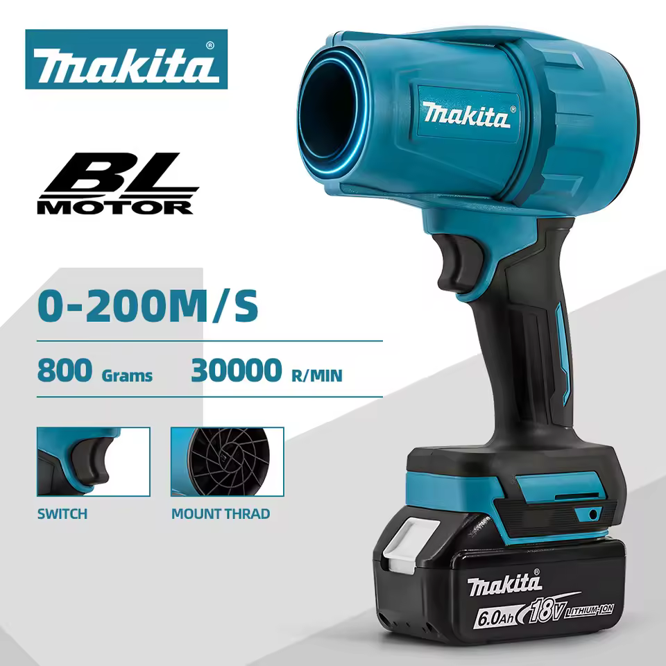 Makita 18V Battery High Power Cordless Air Blower Brushless Turbo Fan Violent Fan 800g Thrust Handheld Dust Blowing Tool