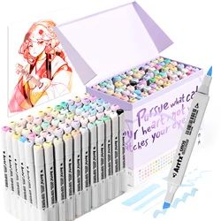 Arrtx Pastel Markers Oros 66 Colors, Oros Sketch Art Markers for Artist Adult Alcohol Markers for Sketching, Coloring, Drawing