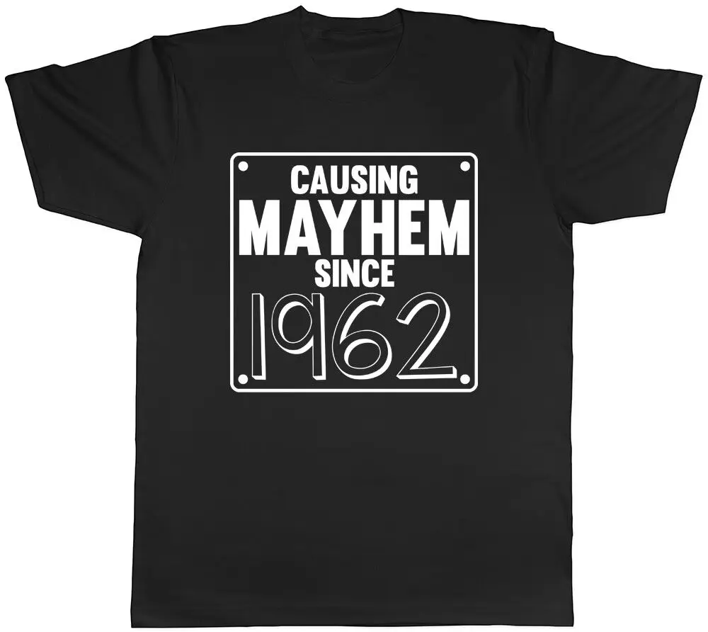 Mens Causing Mayhem Since 1962 Birthday T-Shirt Anime Graphic T-shirts For Men