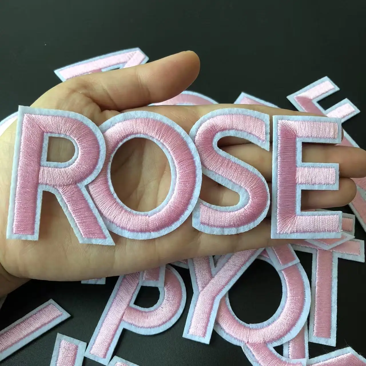 1Pcs Pink Letters Sew On Patch Alphabet Embroidered Applique iron on Name Letters Patches