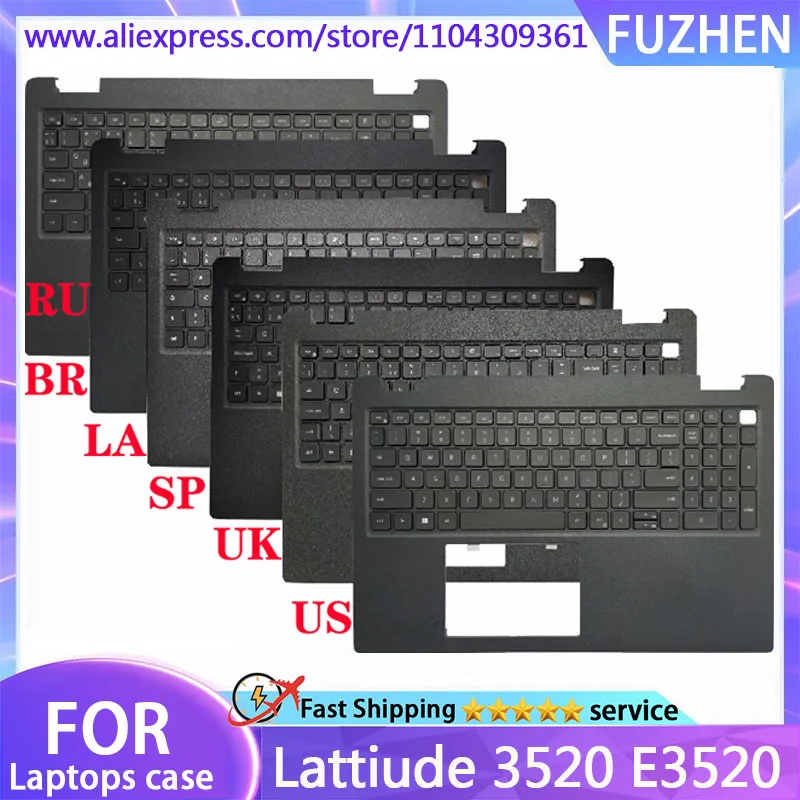 

New For Lattiude 3520 E3520 Laptop Palm Pad Keyboard/Host Cover/US/UK/SP/BR/RU Keyboard 0DJP76 Palm Rest Shell Keyboard
