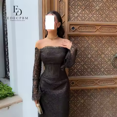 EDECPBM Customized Grace Womens Dresses for Special Occasions Party Dress Evening Dresses Women Long Sleeves Mermaid dress