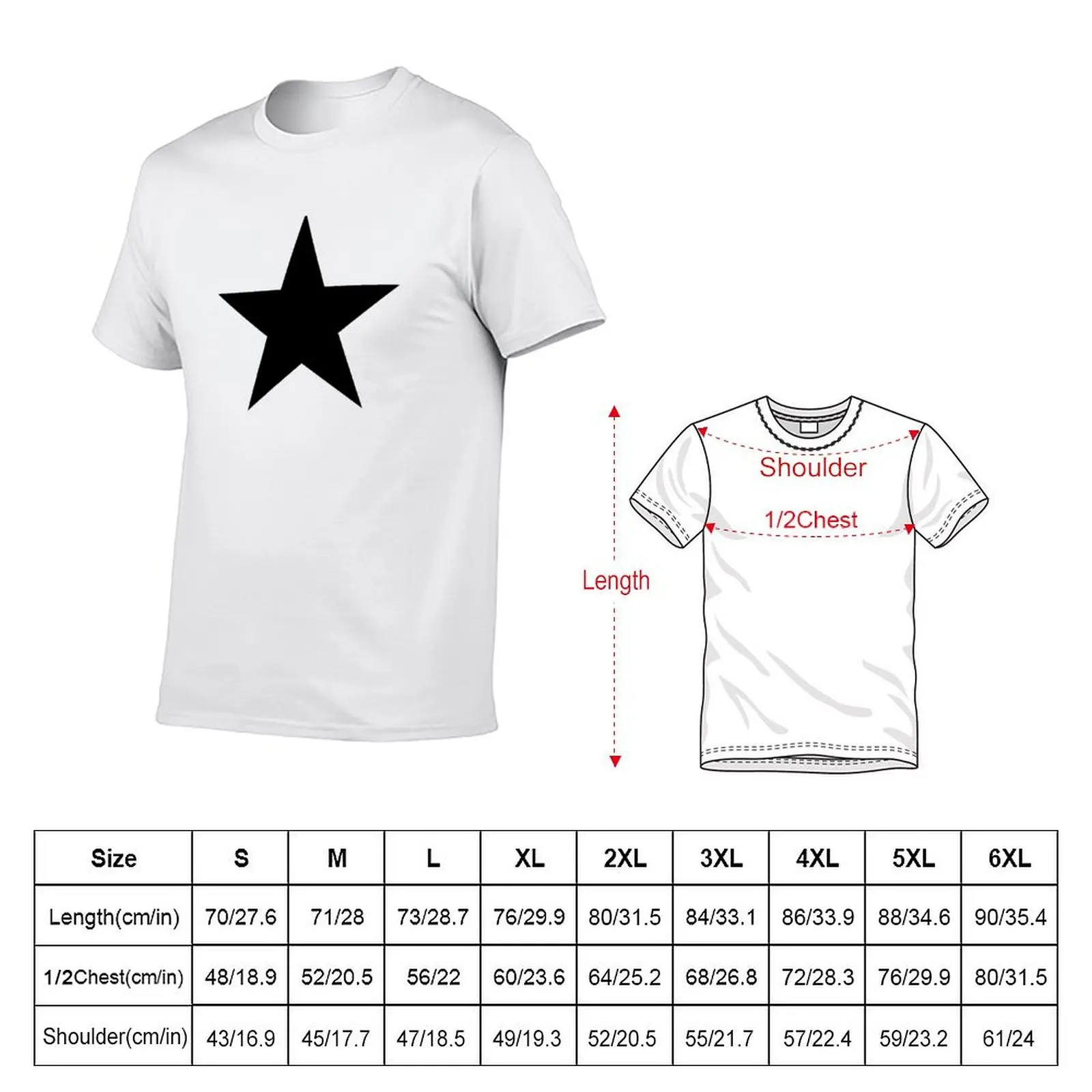 Black Star with Solid and Pattern Star Print on Multiple Colors T-Shirt mens graphic t shirts anime t shirts for man T-shirt