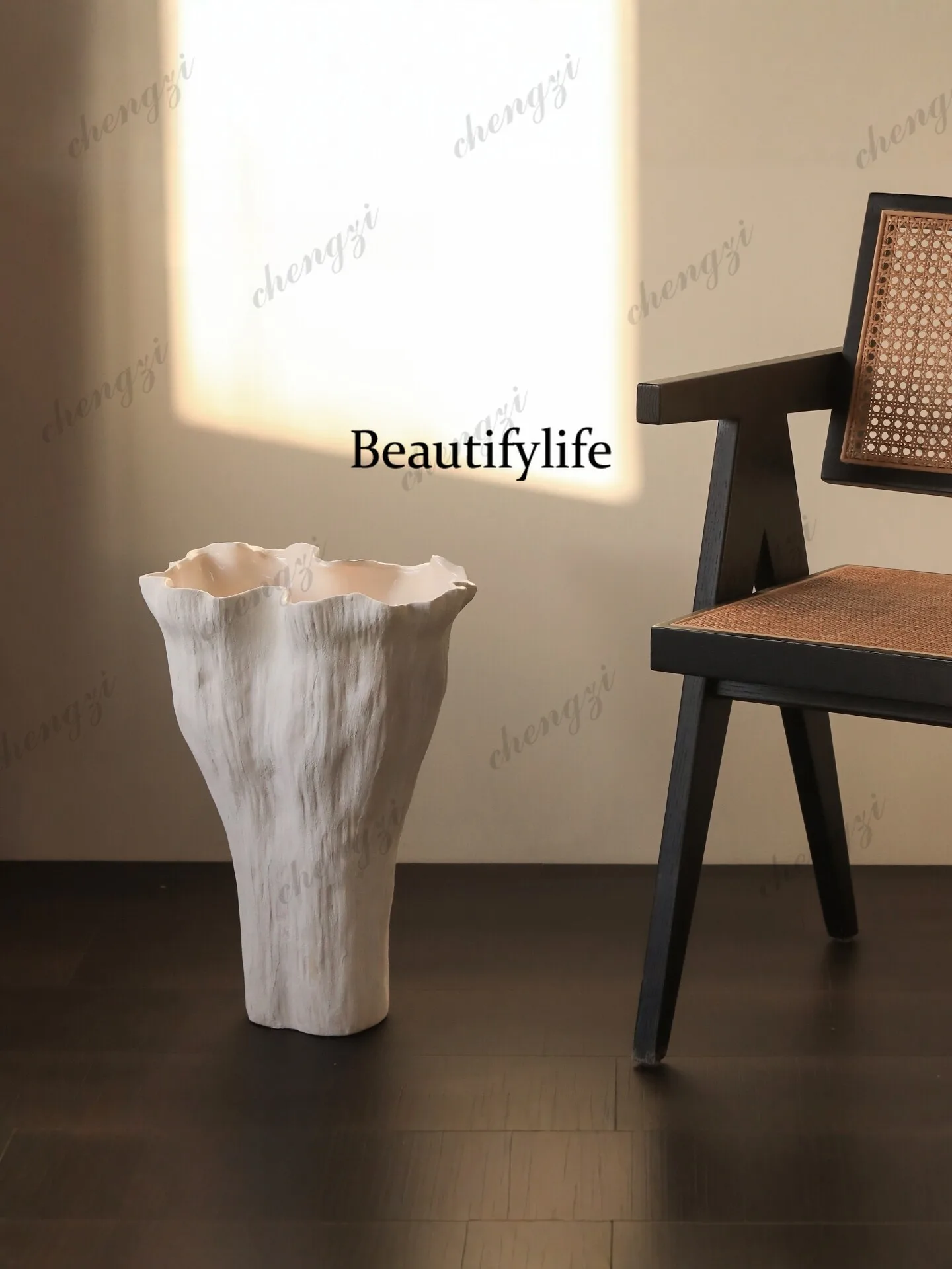 Artistic Jingdezhen ceramic vase living room floor-to-ceiling flower arrangement Chinese-style wabi sabi entrance ornament