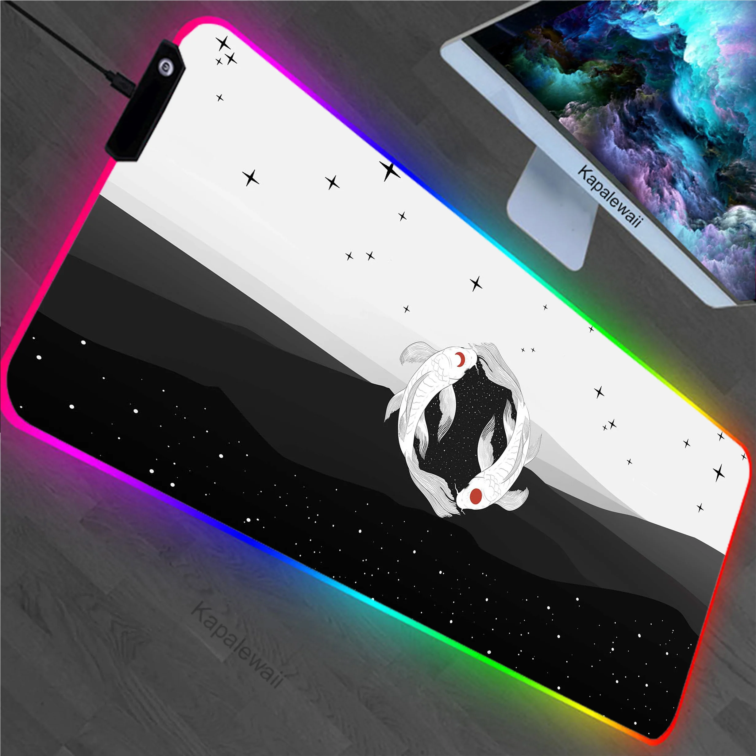 

Japanese Koi RGB Gaming Mouse Pad Anti-slip Large Gamer Mousepad Computer Desk Mat XXL Mouse Mat Notebook Rubber Keyboard Pads