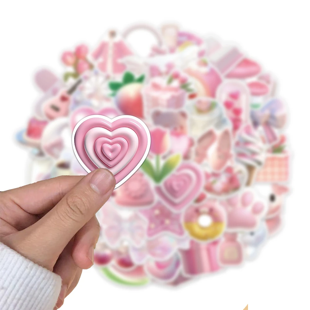 50PCS Koreanische 3D Rosa Aufkleber Nette und Exquisite Handbücher Material Telefon Fällen Laptop Koffer Wasser Tassen Wasserdichte Aufkleber