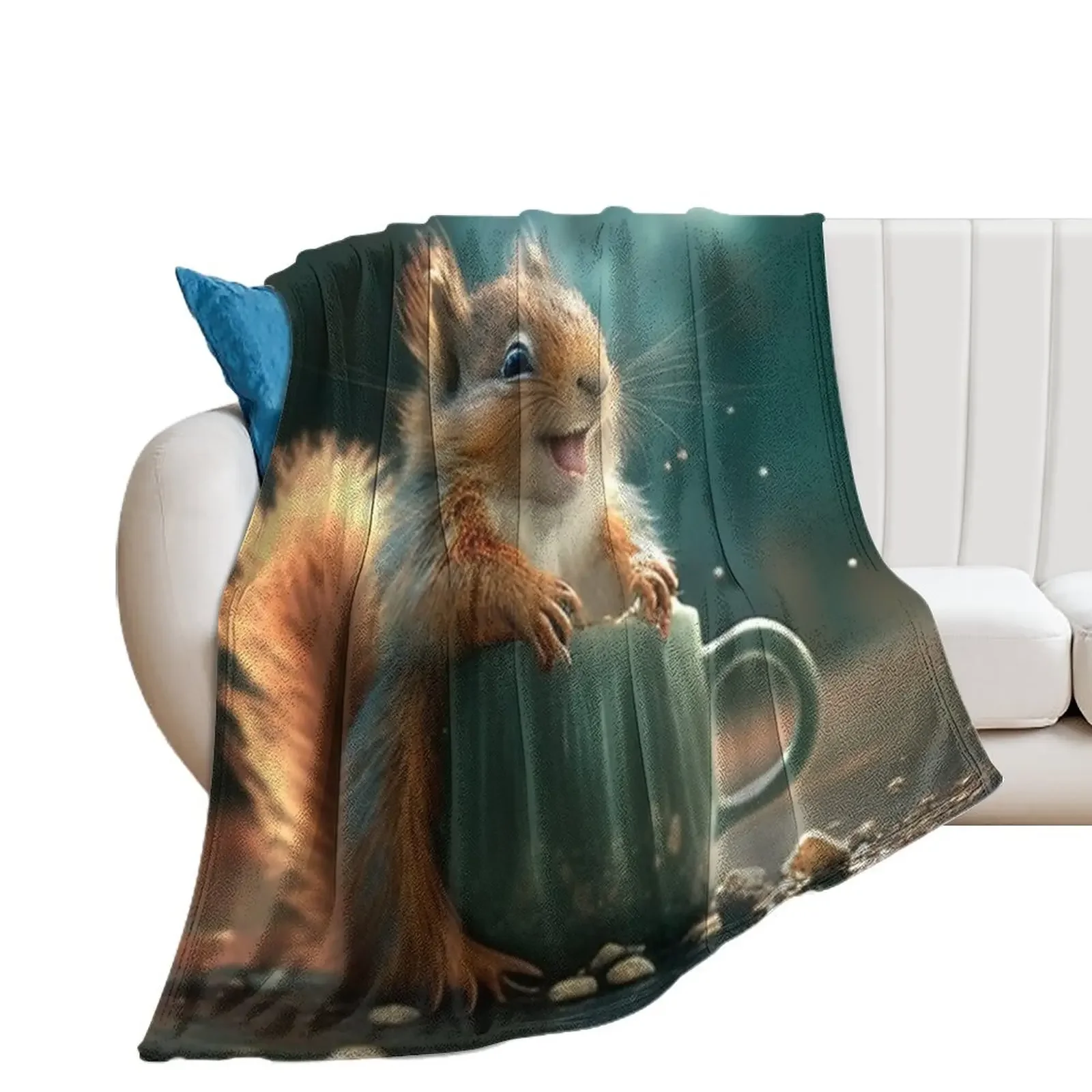 Happy Little Squirrel Throw Blanket for babies Giant Sofa Plaid on the sofa Luxury St Blankets