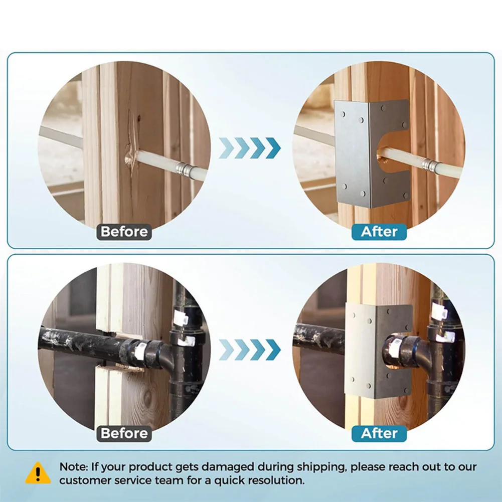For Double 2X Stud Shoes Galvanized Steel Upright Guard Plate for Pipe OD up to 2.375 Inches and Post Reinforcement