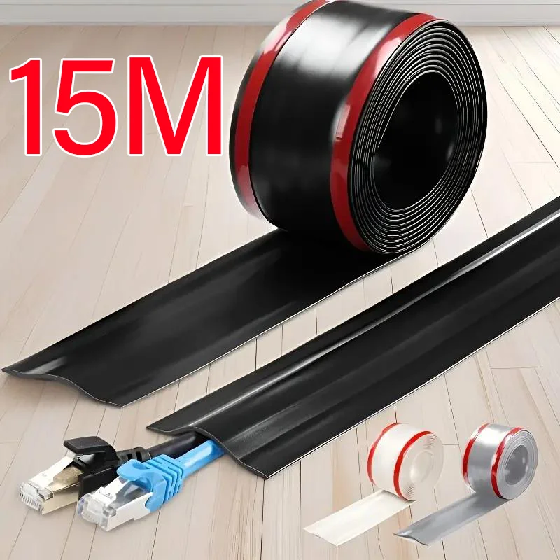 Protector de cubierta de Cable, tira de protección de cables autoadhesiva de PVC, resistente al desgaste, previene el viaje, organizador de cables de pared y suelo para el hogar