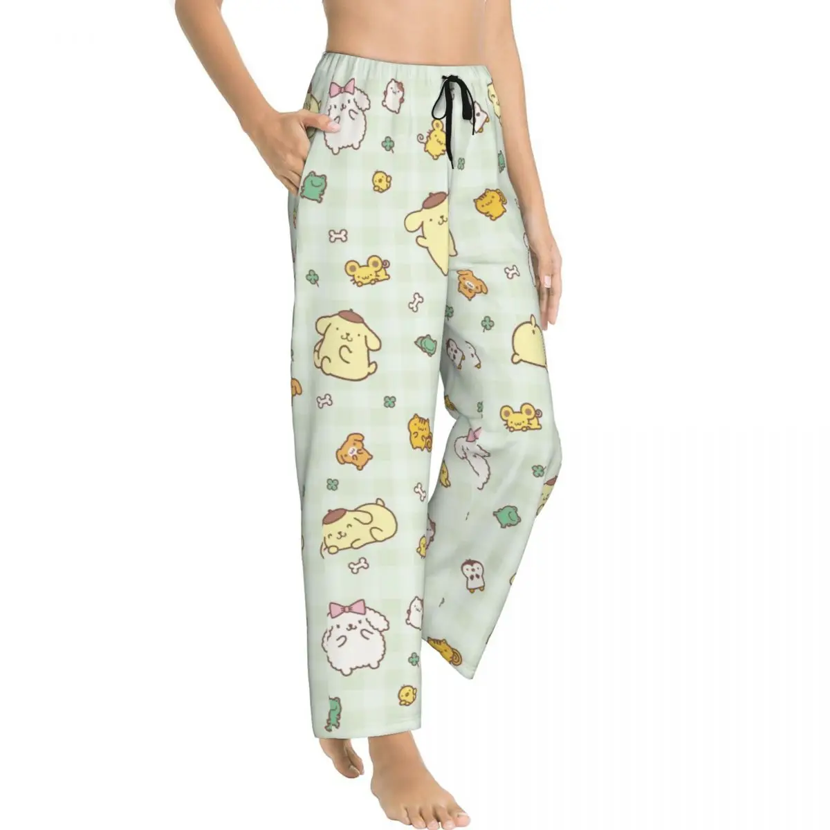 Women\'s Sanrio Apparel Pompompurin Pajama Pants for Home Casual Househould Hello Kitty Kuromi Trousers Gifts for Girls Fans