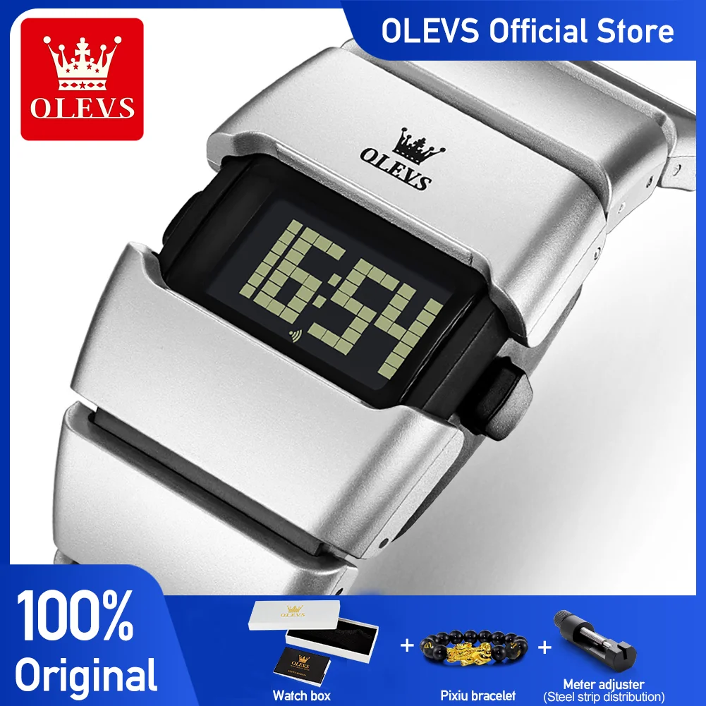 OLEVS 1112 Digital Watch Stylish Classic Original Electronic Movement LED Night Light Alarm Clock Stopwatch Function Watch