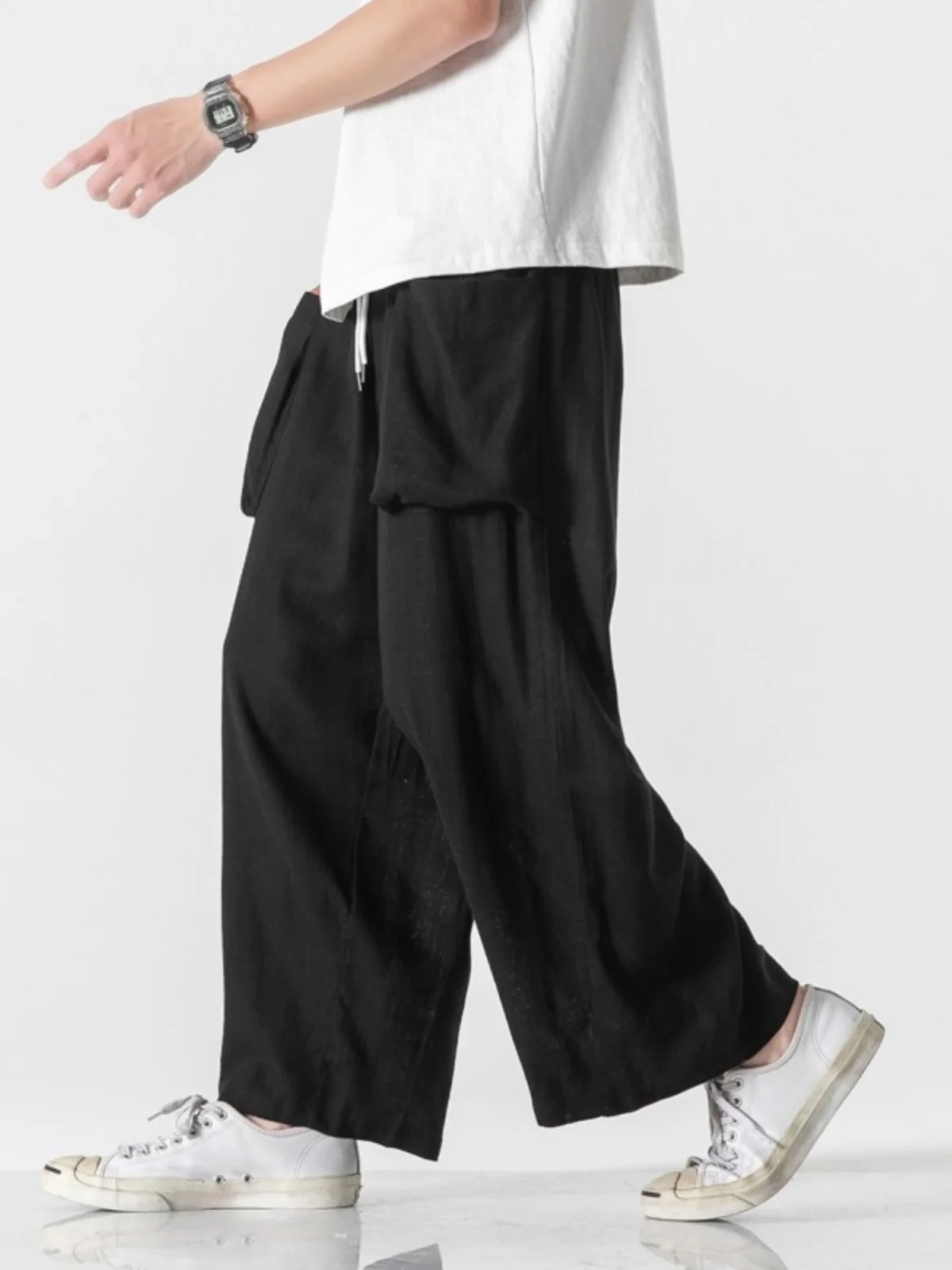 

Retro Japanese Sle Men's Summer Thin Wide Leg Pants Loose Fit Straight Cut Casual Trousers Trendy Brand Cool Feeling