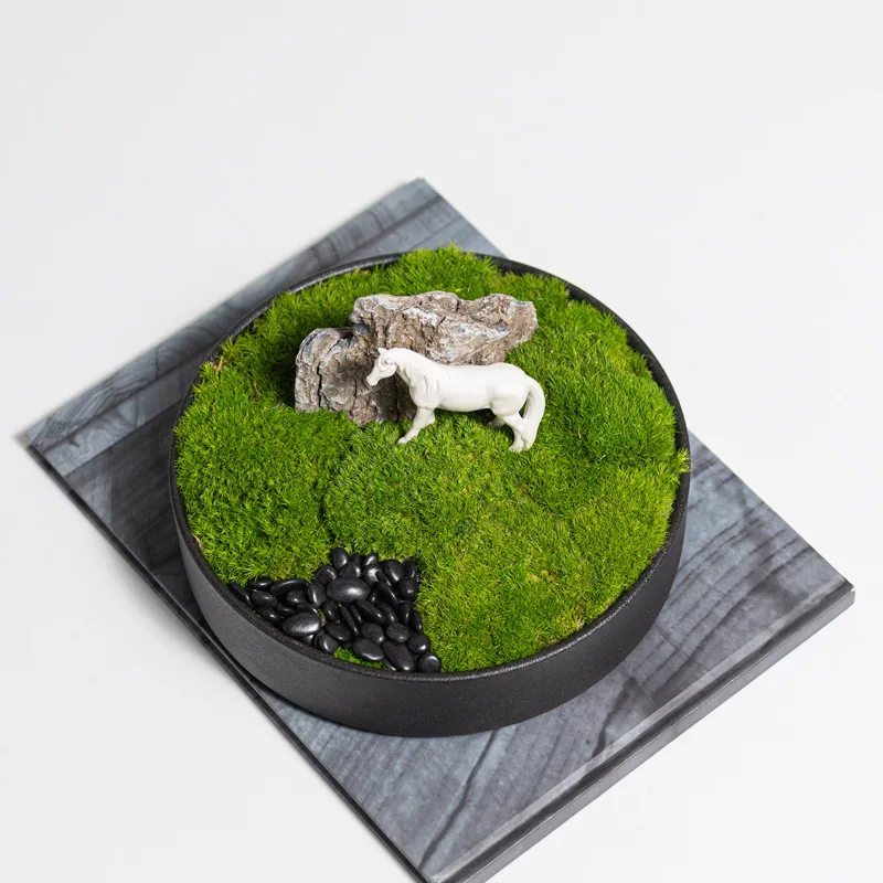 

Modern new Chinese style immortal moss simulation floral ornament hotel negotiation table green plants bonsai potted plants