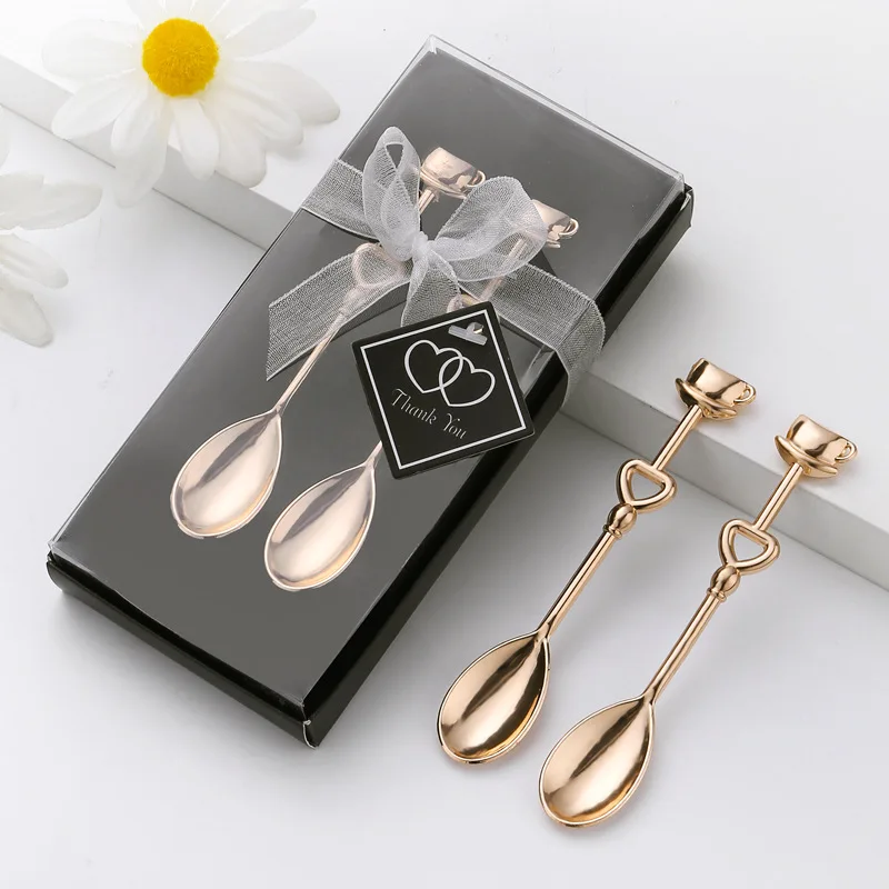 5/6PCS Drink Coffee Spoon Heart Shaped Couple Spoons with Delicate Gift Box Packing Perfect For Weddings,Bridal Shower Favors