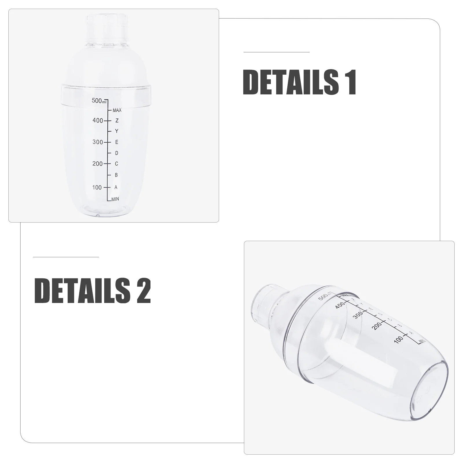 

530Ml Pc Resin Transparent Shaker Bottle Antifreeze Anti-Scalding Mixer Cup With Clear Scale Explosion Proof Cold Heat Resistant