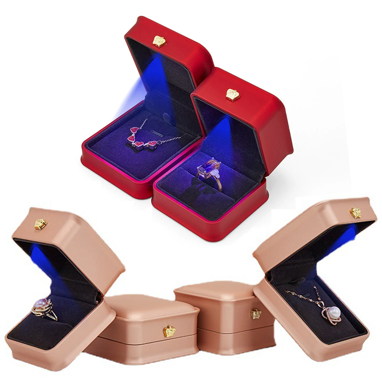 

LED Jewelry Box for Ring Necklace Engagement Ring Display Gift Case Packaging Showcase Boxes with Light Storage Cases Wholesale