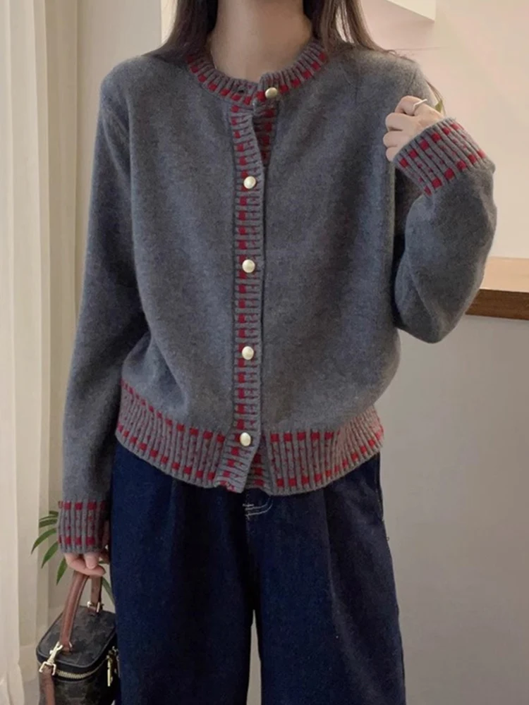 

Ele Вязаный шерстяной открытый кардиган Long Sve Удобный женский модный зимний свитер для похудения Корейский дизайн