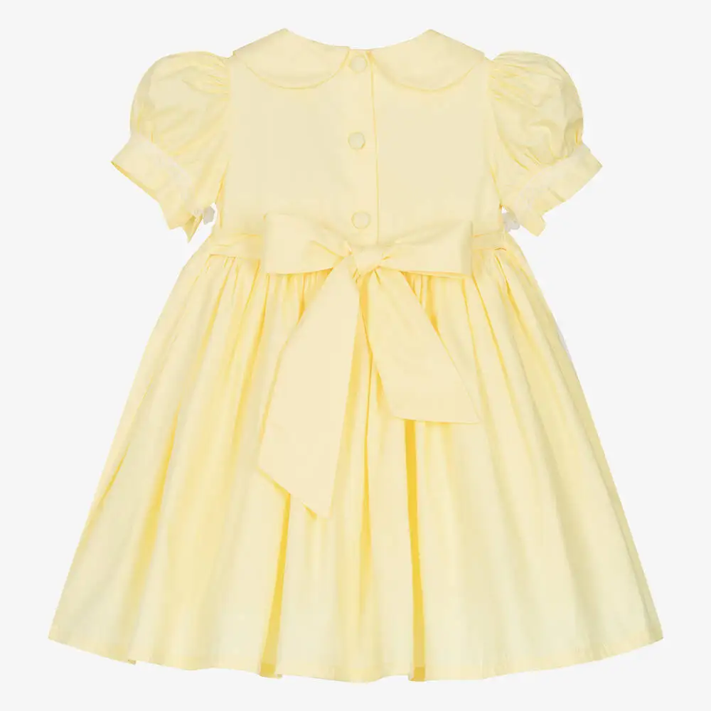 Princess Dress Baby Girl Yellow Dress Hand-smocked Clothes Kids Party Dresses For Girls