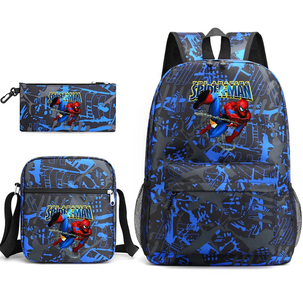 3 szt. Plecak Spiderman Cartoon 3D Print Junior-senior licealistki torby szkolne torba na ramię pojemność na laptopa Mochilas