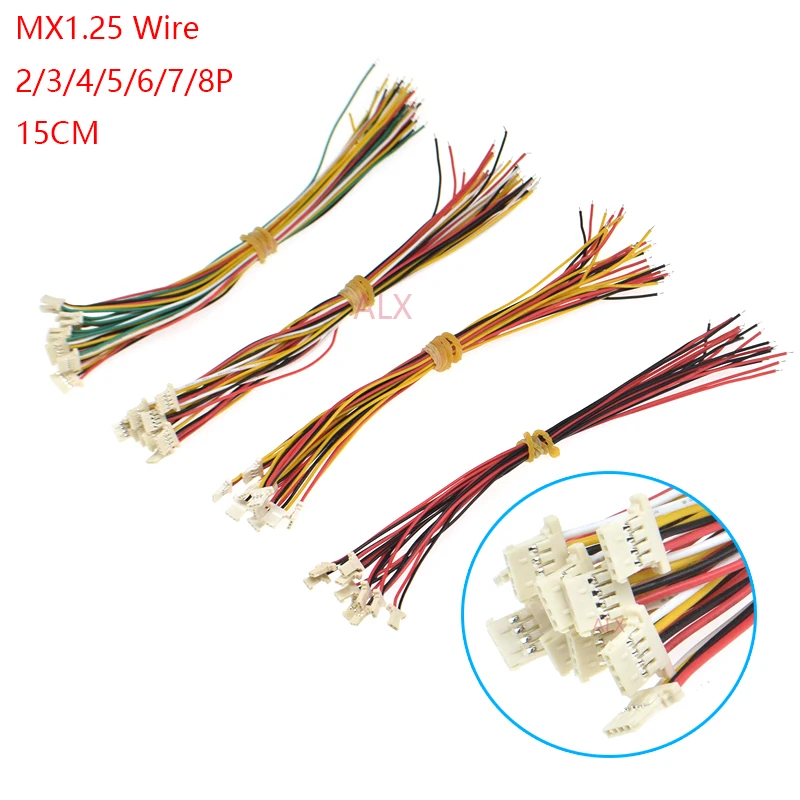 10 sztuk MX1.25 15cm 2P/3P/4P/5P/6P/8P 51146 1.25mm ultracienki przewód terminalowy A1254 SMD pozioma obudowa uchwyt kabel łączący LCD