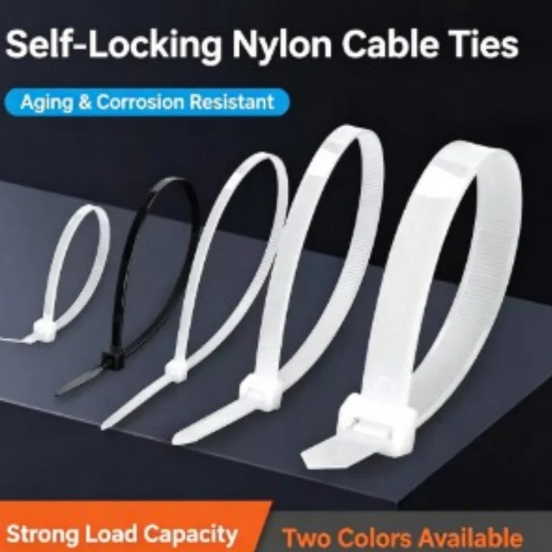 100pcs Nylon Cable Zipper Self-Locking Zip Tie Line Organization Zip Ties Garden Fixed Zip Ties Heavy Duty Fastener Zip Ties