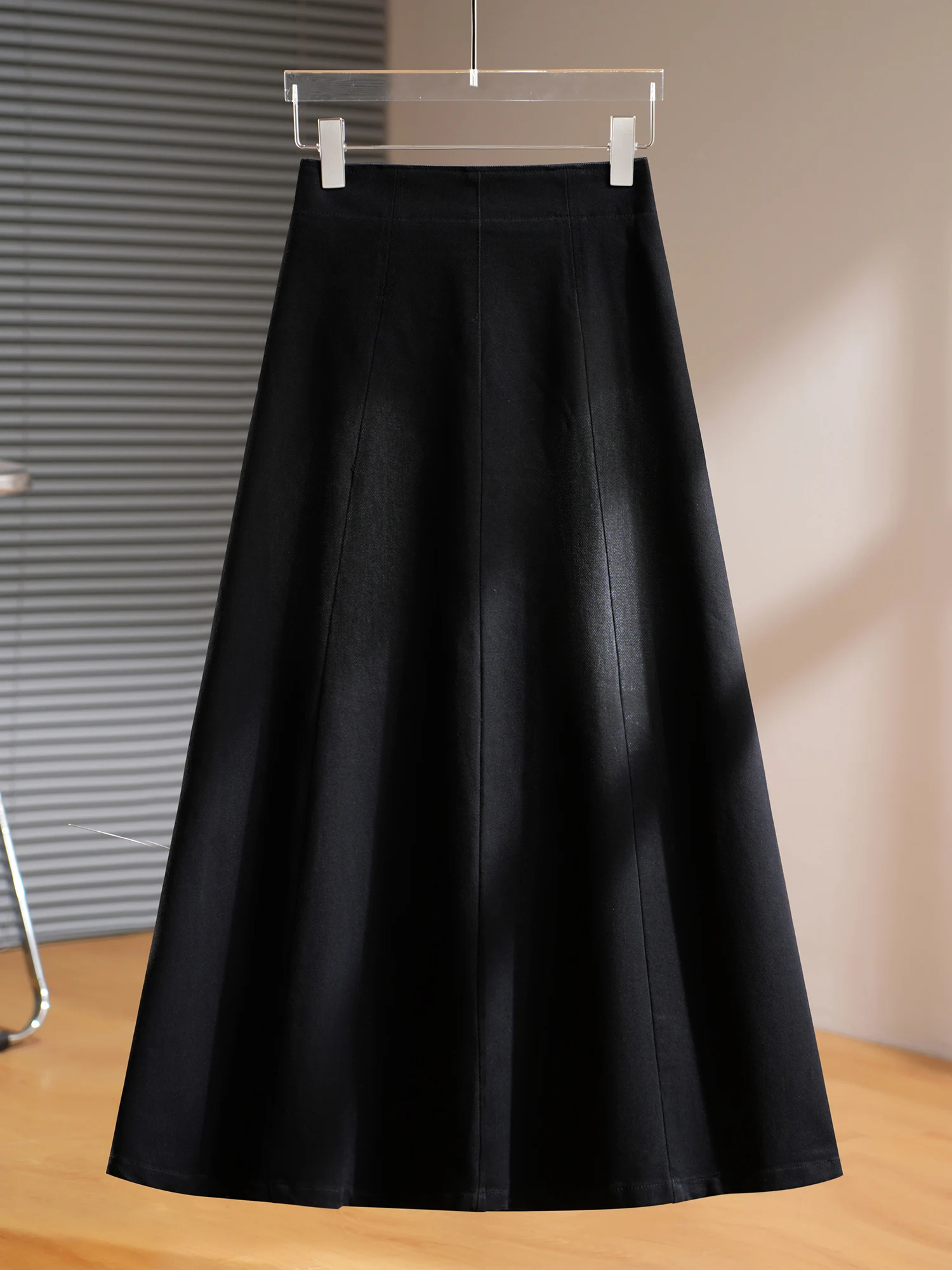 

Ele Bla A-Line Skirt Women's Spring Autumn New Sle Slimming Large Flounce Umbrella Skirt High Waist Cotton Blend