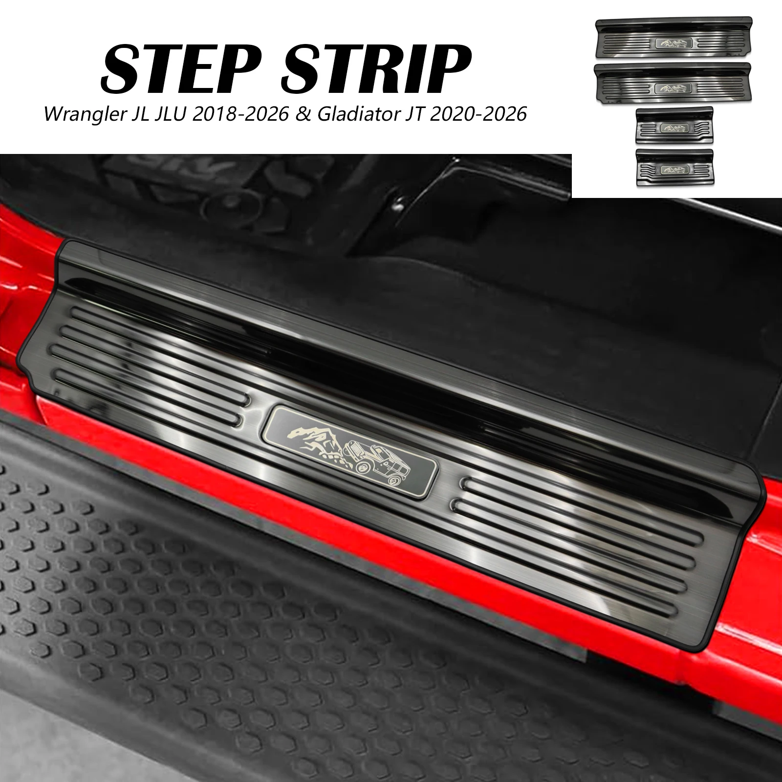 

Car Accessories Door Sill Scuff Plate Kick Guard Pedal For 2018-2025 2026 Wrangler JLJLU 2020–2024 2025 2026 Gladiator JT