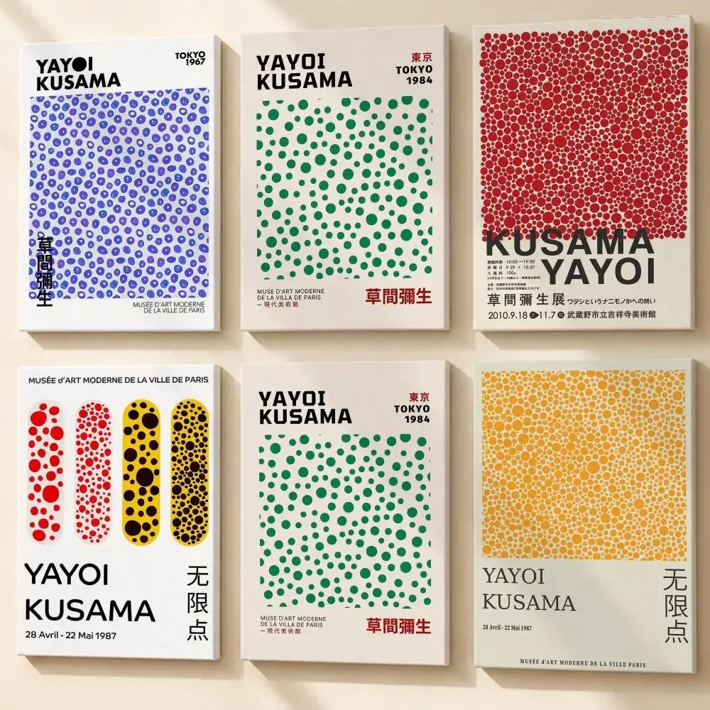 Y-Yayoi Polka Dot Color Fields  Framed Wall Painting Canvas Poster Wooden Stretcher Frame Inner Frame Kit for Wall Art Painting