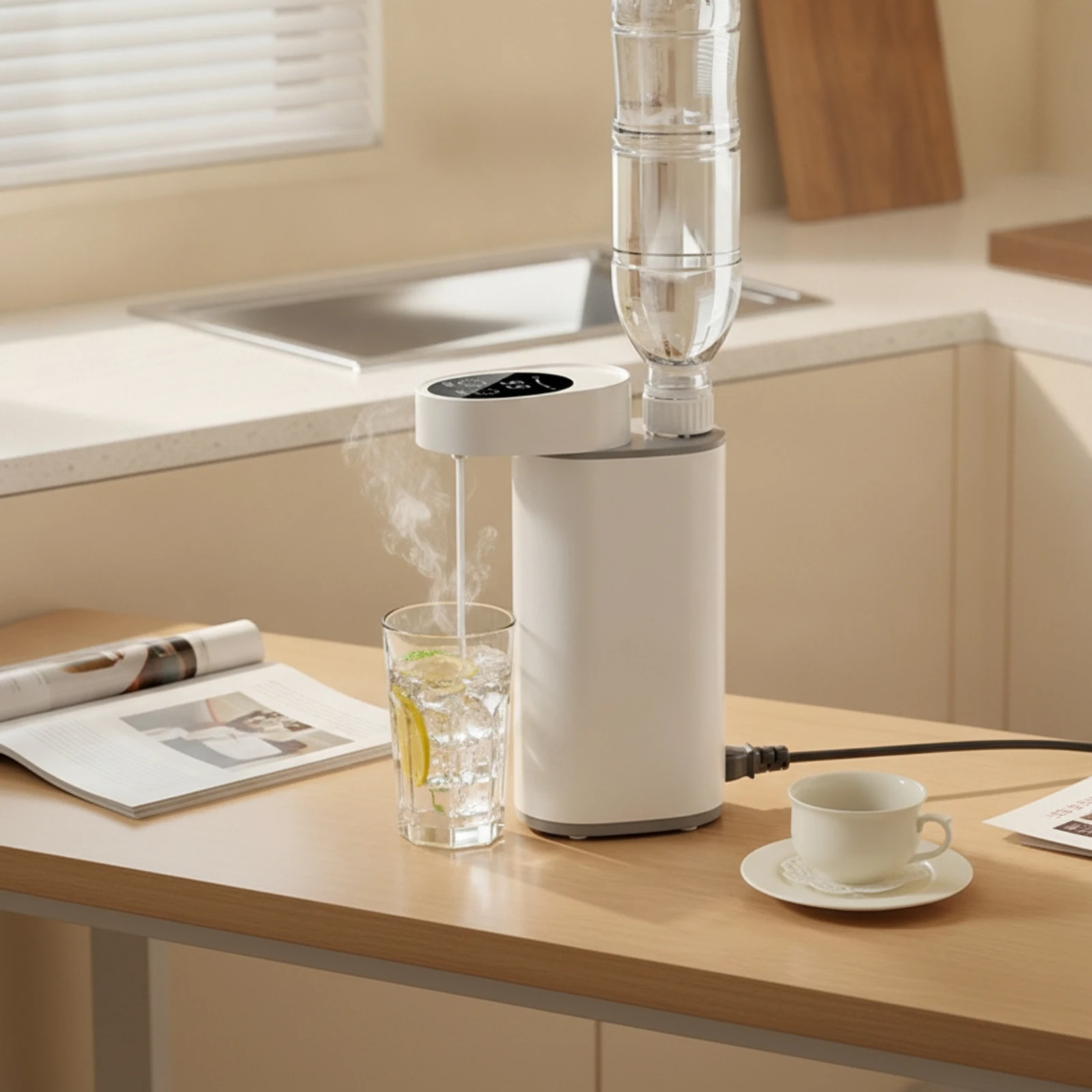 Instant Hot Water Dispenser Touch Control Tabletop Water Dispenser Appliance Rapid Heat Food-Grade for Office Workers, Home Desk view 3