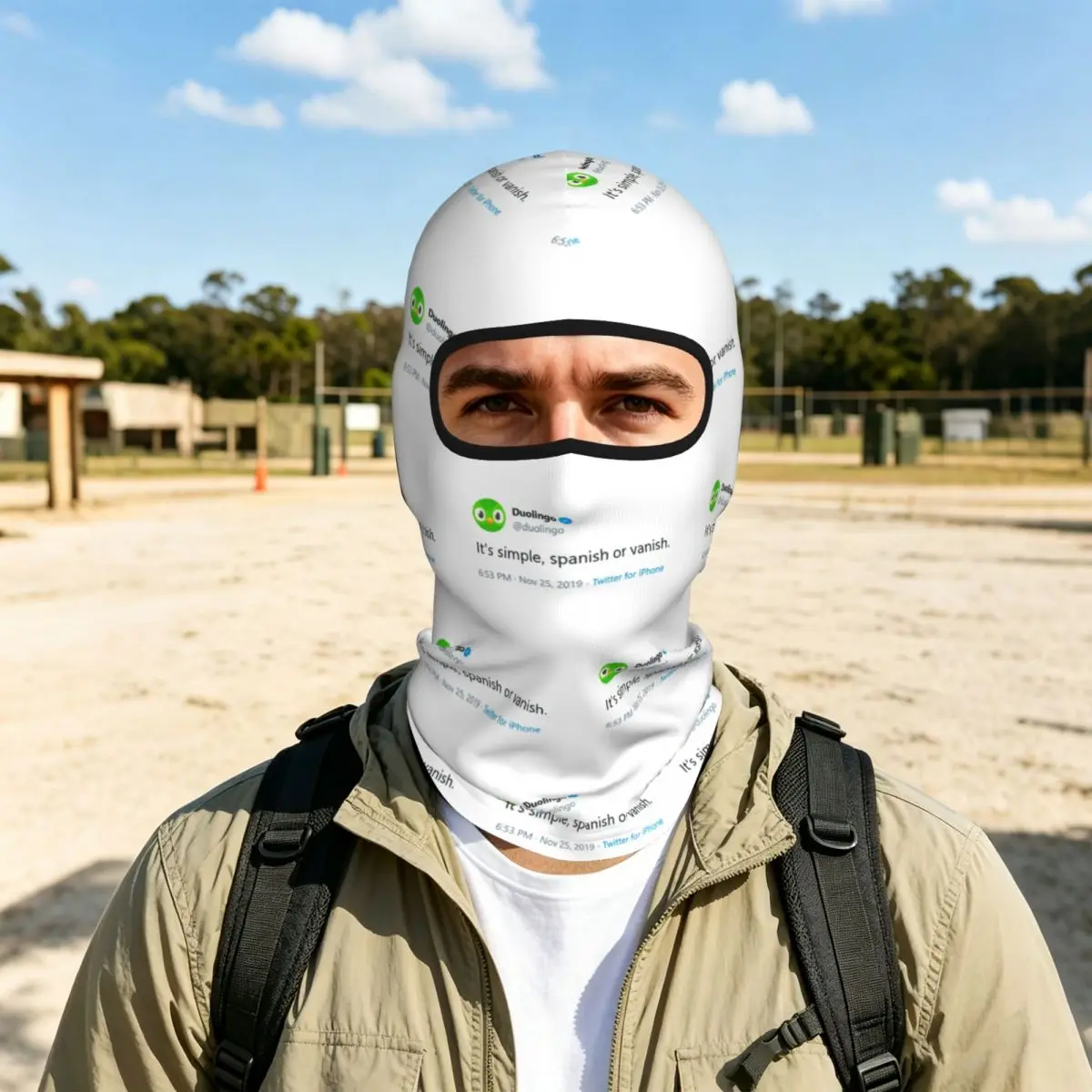Evil Duolingo Owl Tweet Meme Breathable Thin Balaclava Full Face Mask Sun Protection Neck Gaiter For Motorcycle Fishing Outdoor - view 4