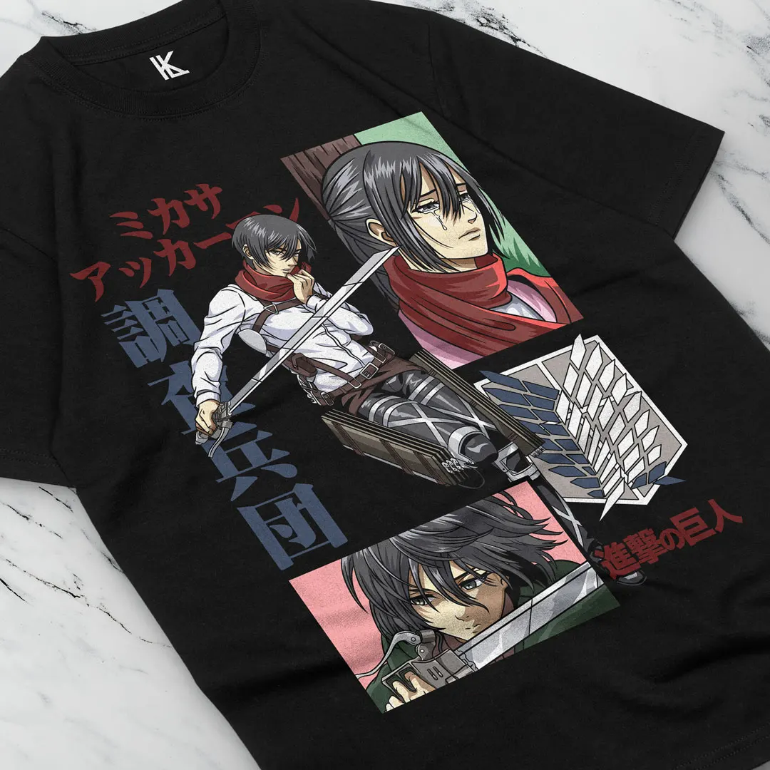 Attack On Titan Mikasa Eren and Mikasa T-Shirt Girl Anime AOT Shirt Tee All Size