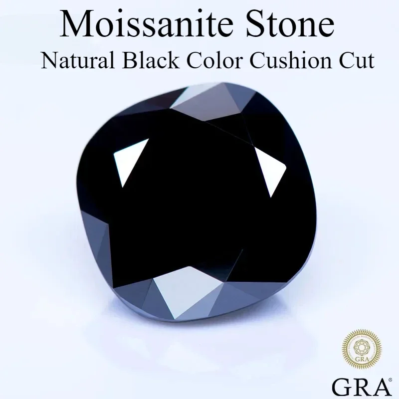 

Moissanite Stone Natural Black Color Cushion Cut Lab Grow Diamond for DIY Ring Necklace Earring Material with GRA Certificate