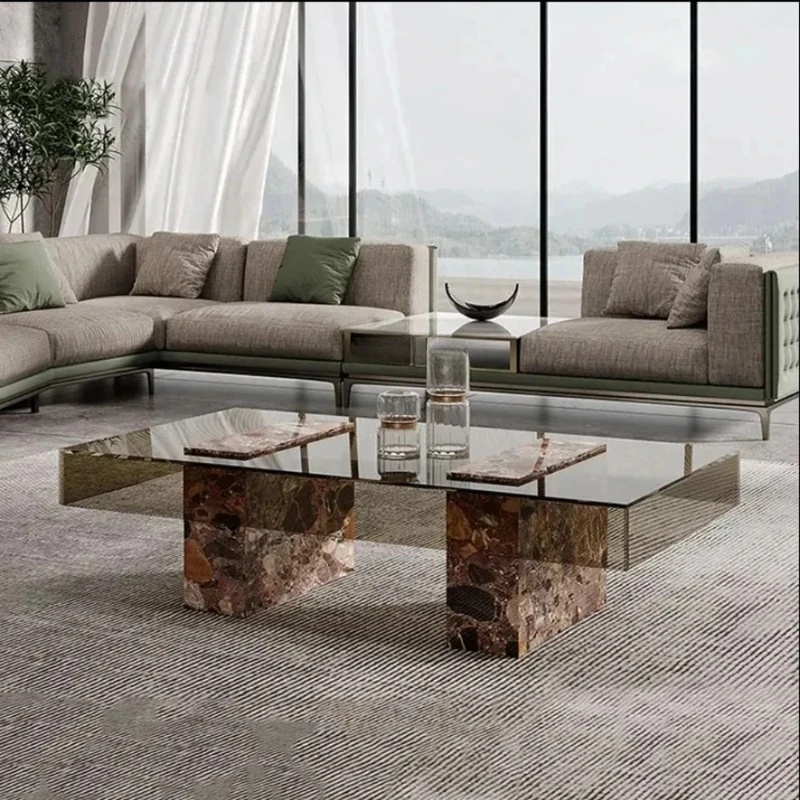 Whole Living Room Green Marble Coffee Table New Design Luxury Glass Top Coffee Table  FT