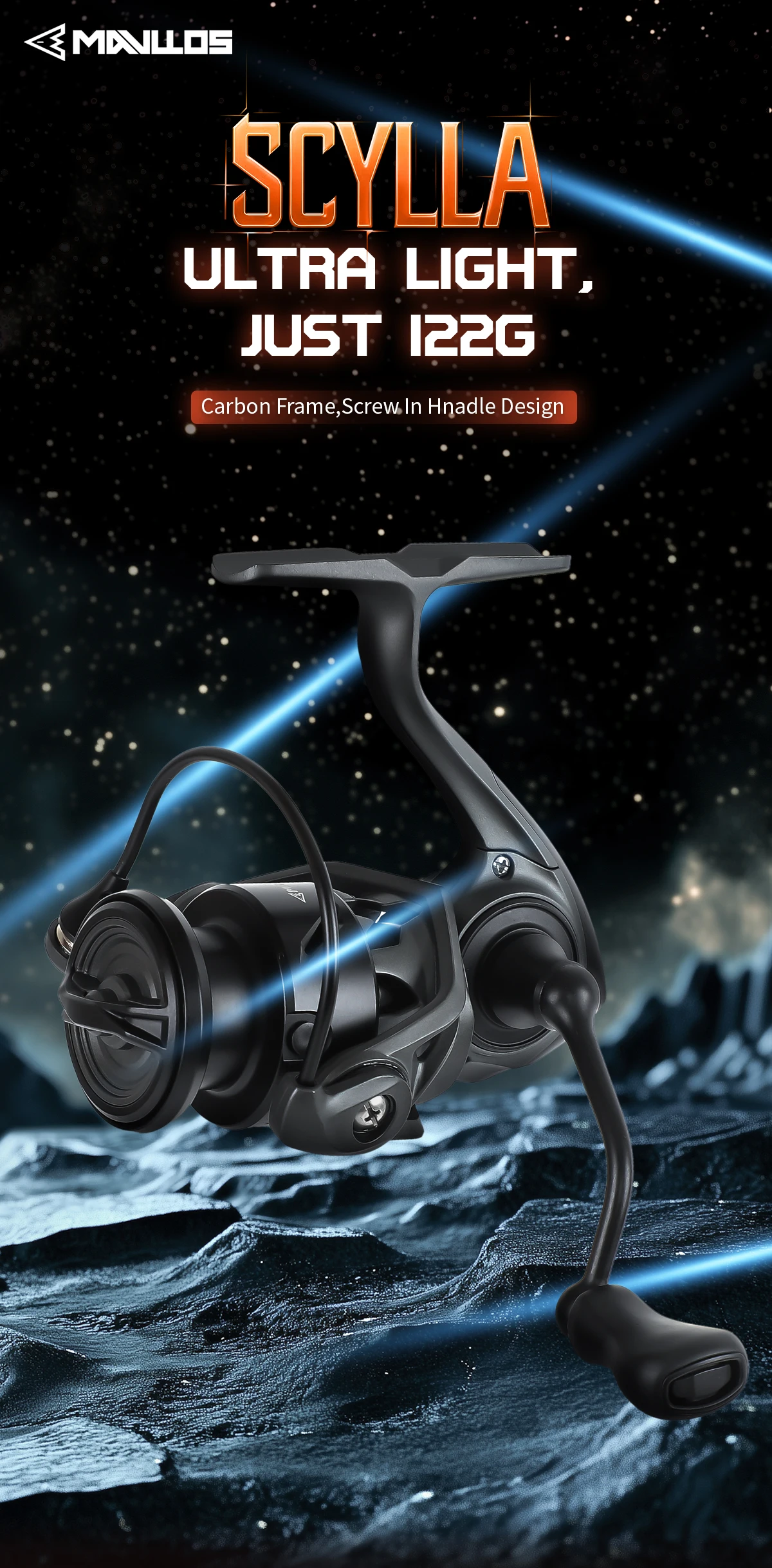 Mavllos SCYLLA Ultraleichte Bass-Spinnrolle, 122g Carbonrahmen, 5,2:1 Übersetzungsverhältnis, 4kg Bremskraft, Mikro-Angelrolle für Forellen – Detail 1