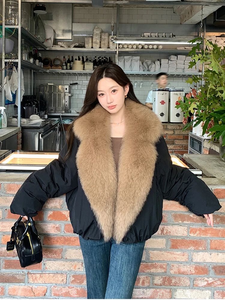 New Fashion Winter Natural Fox Fur Coat Goose Down Jacket Luxury Puffer Jackets Women Parkas Clothing Hot Sale