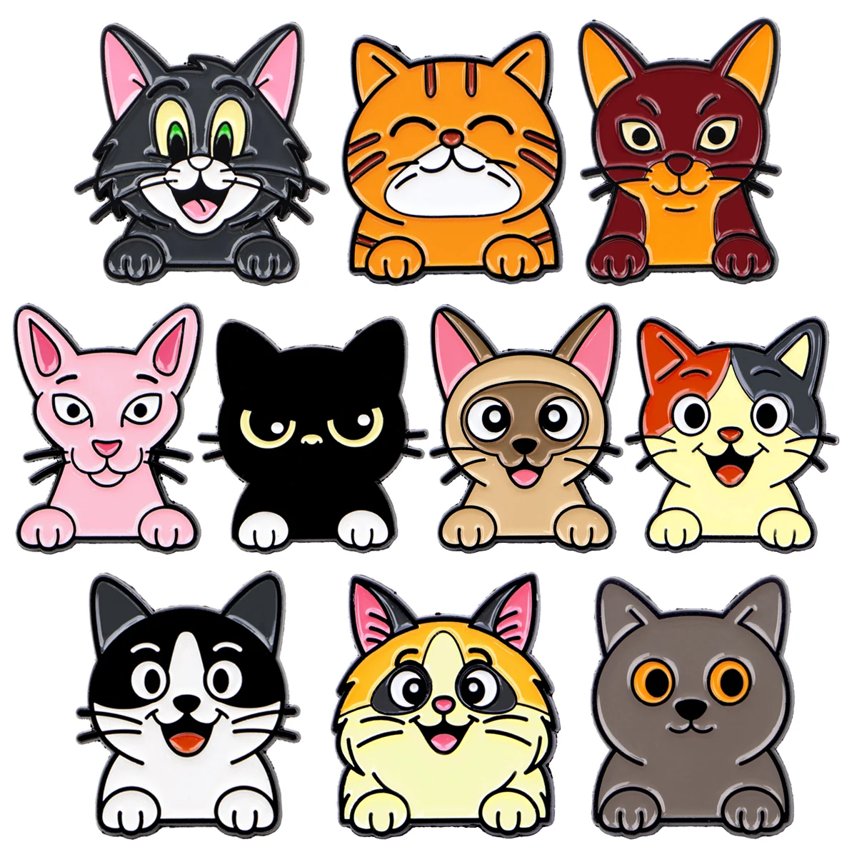 مزيج 10 قطعة/المجموعة الحيوانات الأليفة القط المينا دبابيس معدنية محبوب بروش ظهره قبعة حقيبة طوق شارات الرجال النساء مجوهرات الأزياء جمع هدية