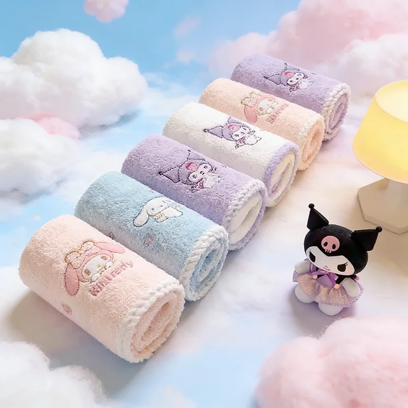 

Мягкое утолщенное полотенце из кораллового флиса Kuromi с мультяшными персонажами My Melody и Cinnamoroll, двойное впитывание влаги, для фитнеса и спорта, подарок для девочек