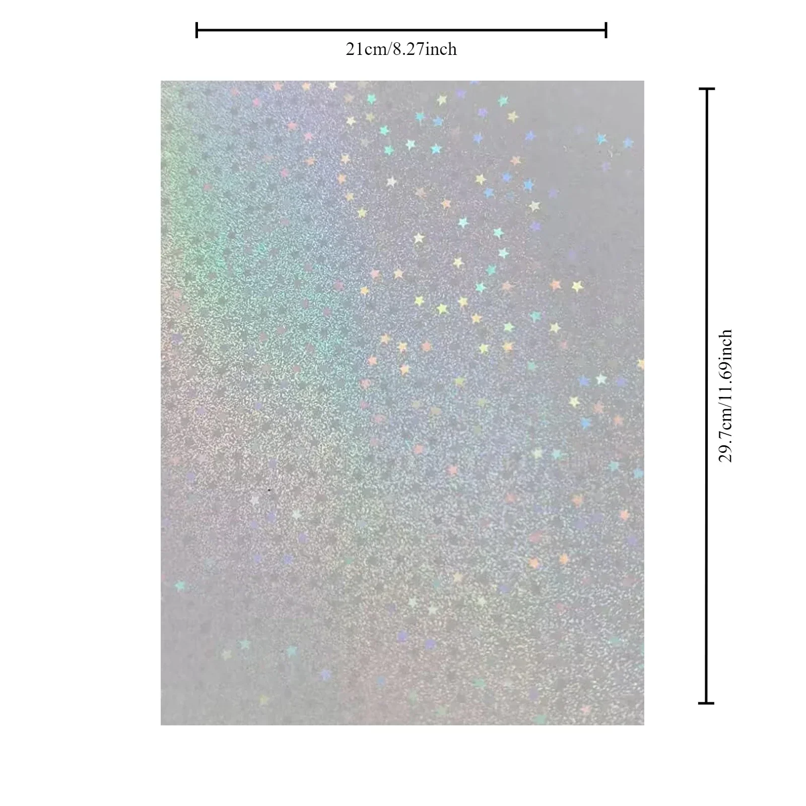 Holographic Sand Glitter Plus Five Star Foil Adhesive Tape Cold Laminating on Paper Plastic 5 Sheets DIY Package Card