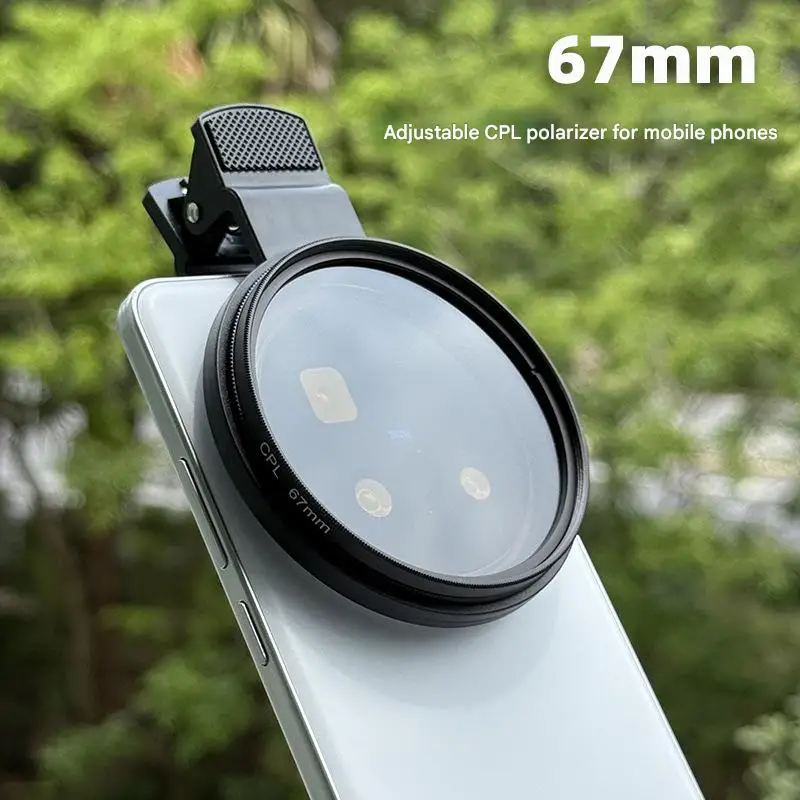 

67mm Mobile Phone Photography CPL Polarizer Polarizing Filter Anti-Reflection Photography Tool Optical Glass with Clip