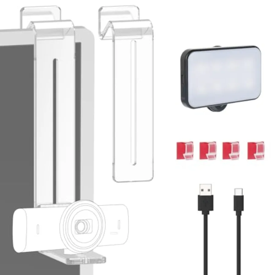 

Center Screen Webcam Mount for Video Conferencing: Aluminum Black Adjustable Clamp for Monitor/Laptop Compatible with Logitech