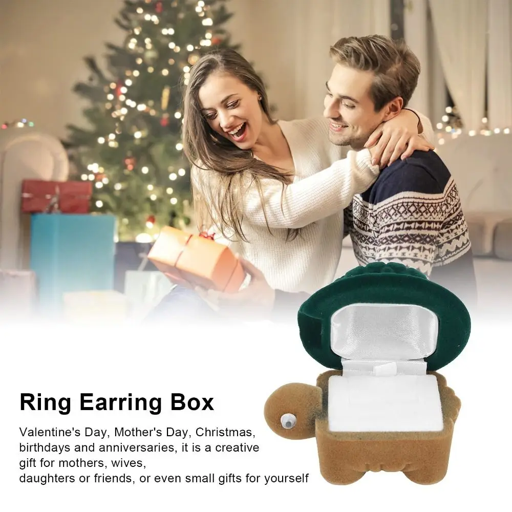 

Little Turtle Shape Turtle Jewelry Box Velvet Material Unique Turtle Design Flocked Jewelry Box Soft Material Storage Case