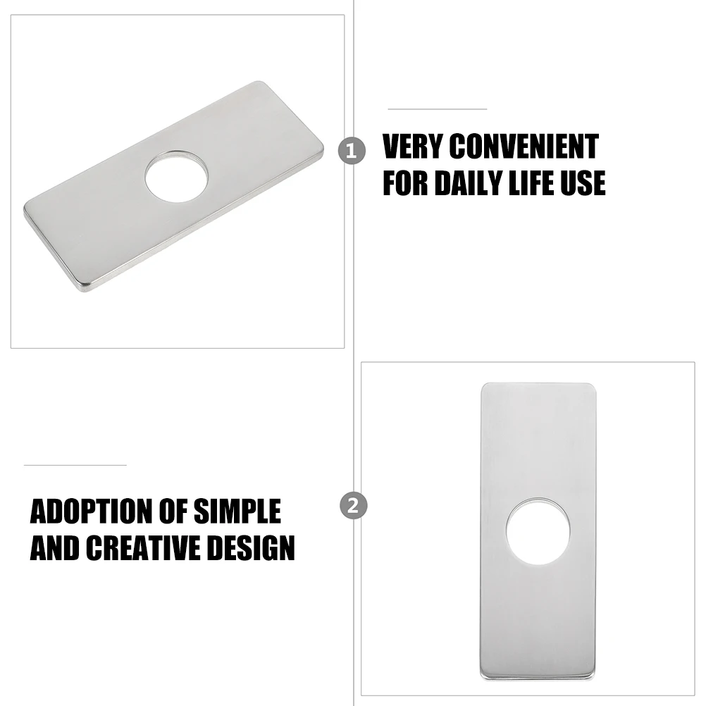 

Single Hole Faucet Panel Decorative Plate Stainless Steel Sink Cover Kitchen Bathroom Accessory Smooth Surface Longtime Use