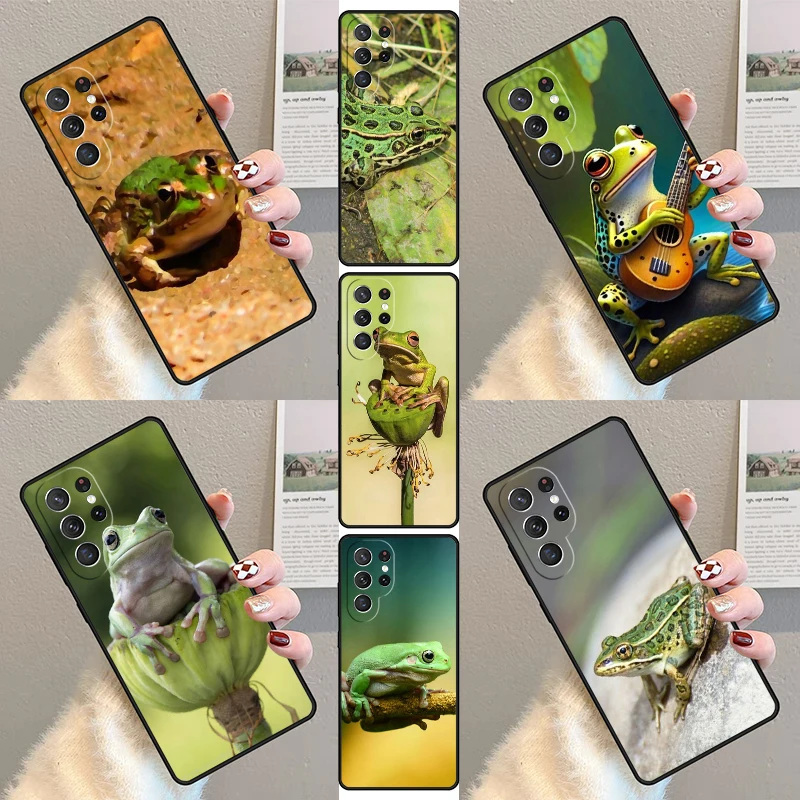 

Green Frog Wildlife Phone Case For Samsung Galaxy S23 S21 S20 FE S24 S25 S22 Ultra Note 10 20 Plus Silicone Cover