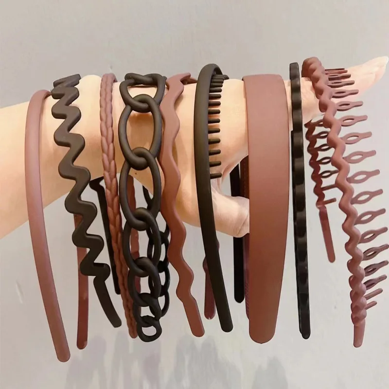 9Pcs/Set Non-slip Hair Band Hoop for Women Men Frosted Face Wash Headband Multi-style Headbands Simple Hairband Hair Accessories