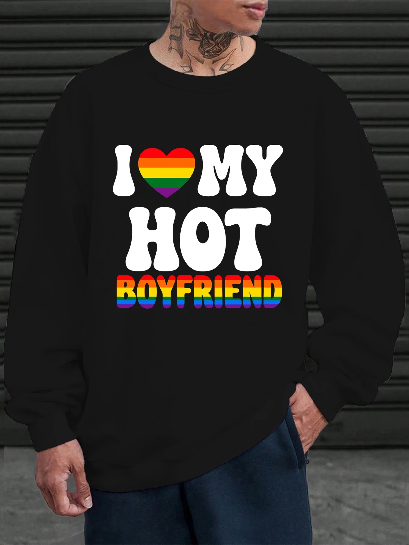 أنا أحب الساخن صديقها طباعة البلوز الرجال الشارع Crewneck البلوز الصوف كل مباراة رياضية محب الخريف الذكور الملابس #2