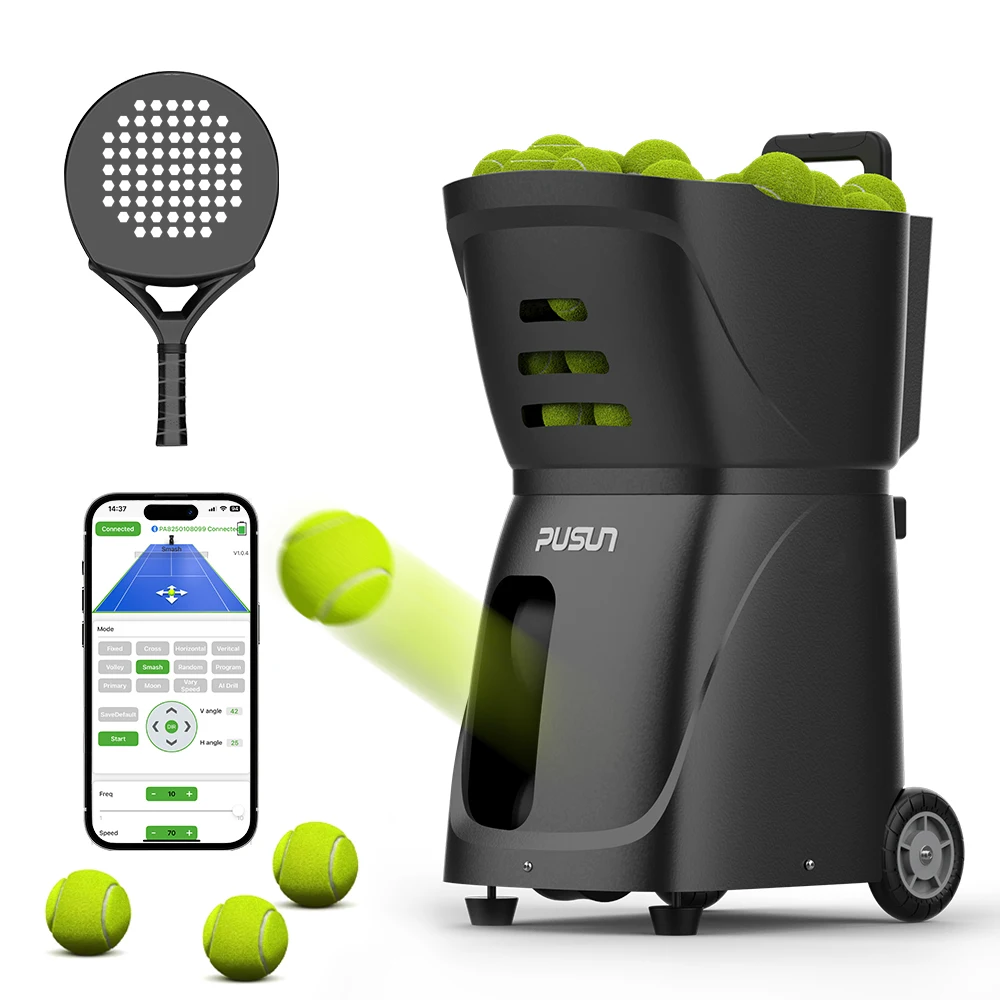 Professional Tennis Ball Machine 100-Ball Capacity Portable Training Practice Equipment Tennis Shooter For Player